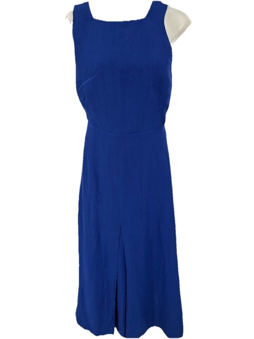 Massimo Dutti Blue Linen Mix Midi Dress Criss Cross Back Maxi Sexy Minimalist Sm